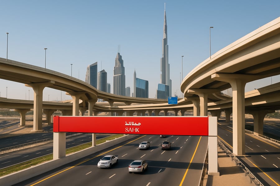 Modern toll road infrastructure in Dubai