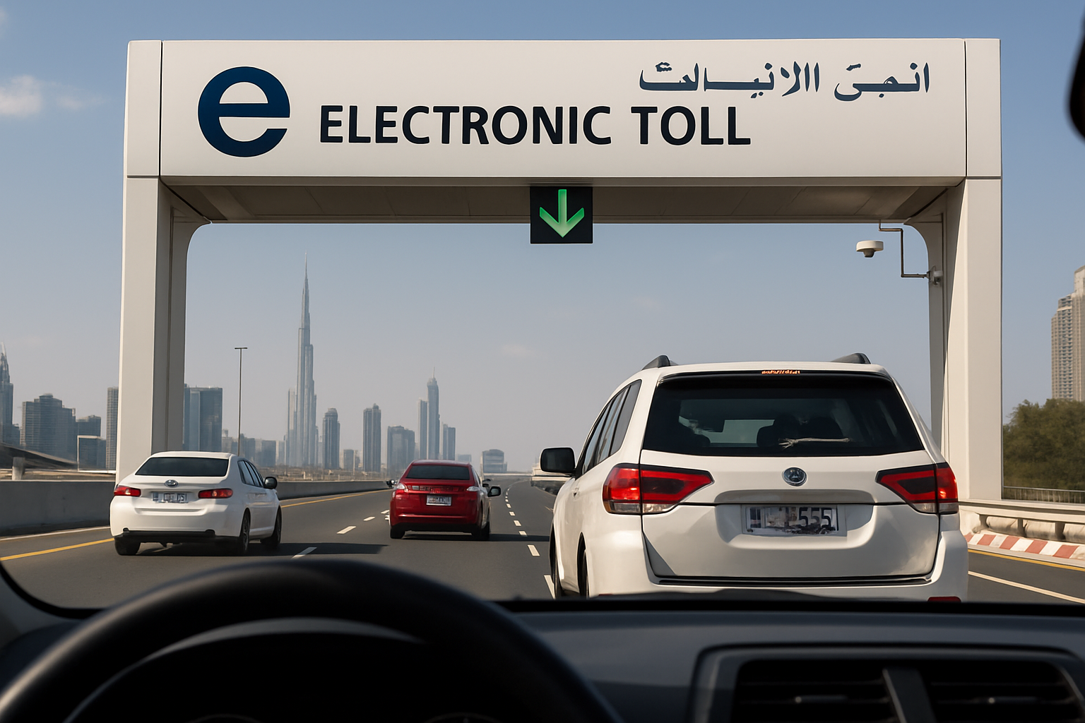 Motorists using electronic toll payment in Dubai